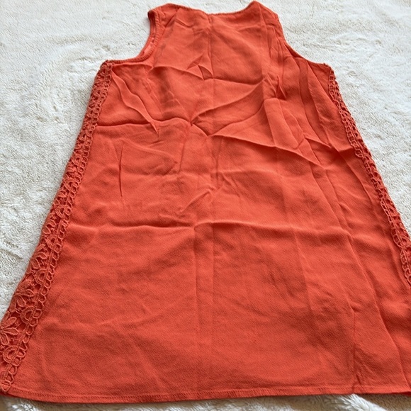 Forever 21 Orange Sleeveless Mini Dress | Boho Floral Lace Trim Summer Medium - Picture 6 of 7